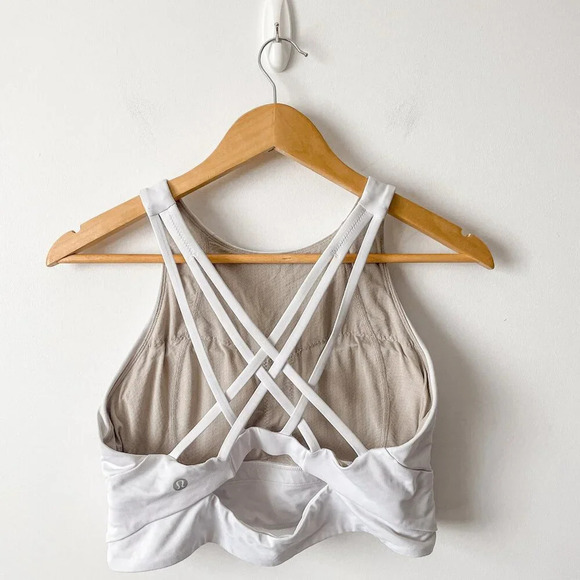 Lululemon Free to be Serene Bra High Neck Long Line Special Edition White Sz 10 - Picture 6 of 8